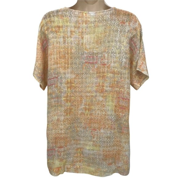 J. Jill Womens Short Sleeves Linen Blend Multicolor Pullover Blouse Top XS/PS - Picture 2 of 8